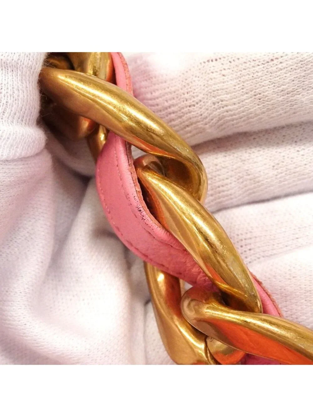 Chanel Shoulder Bag Quilted Lambskin Pink Gold